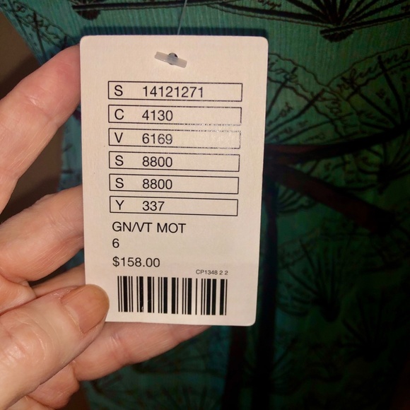 Moth Anthropologie Silk Fan Print Aqua & Brown Mini Dress size 6 / New w Tag - Picture 5 of 10